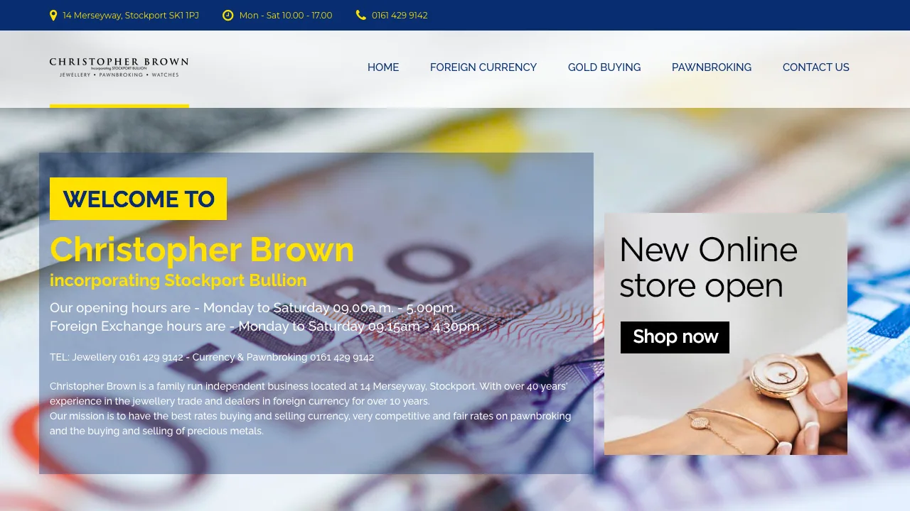 Stockport Bullion website preview