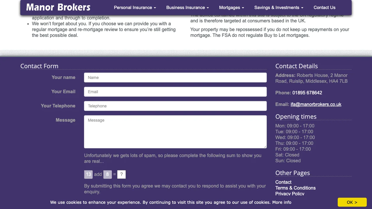 Manor Brokers website preview
