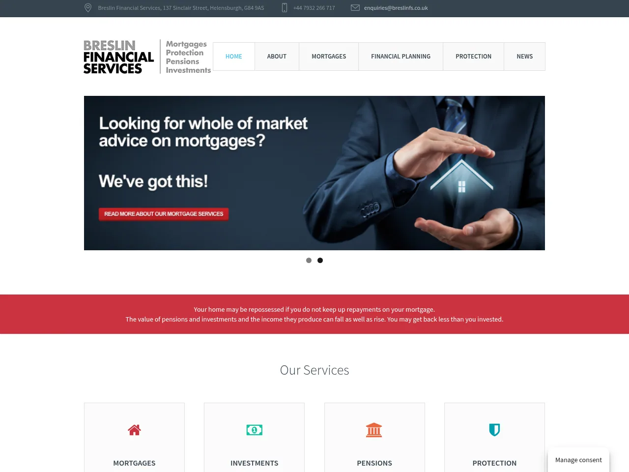 Breslin Financial Services website preview