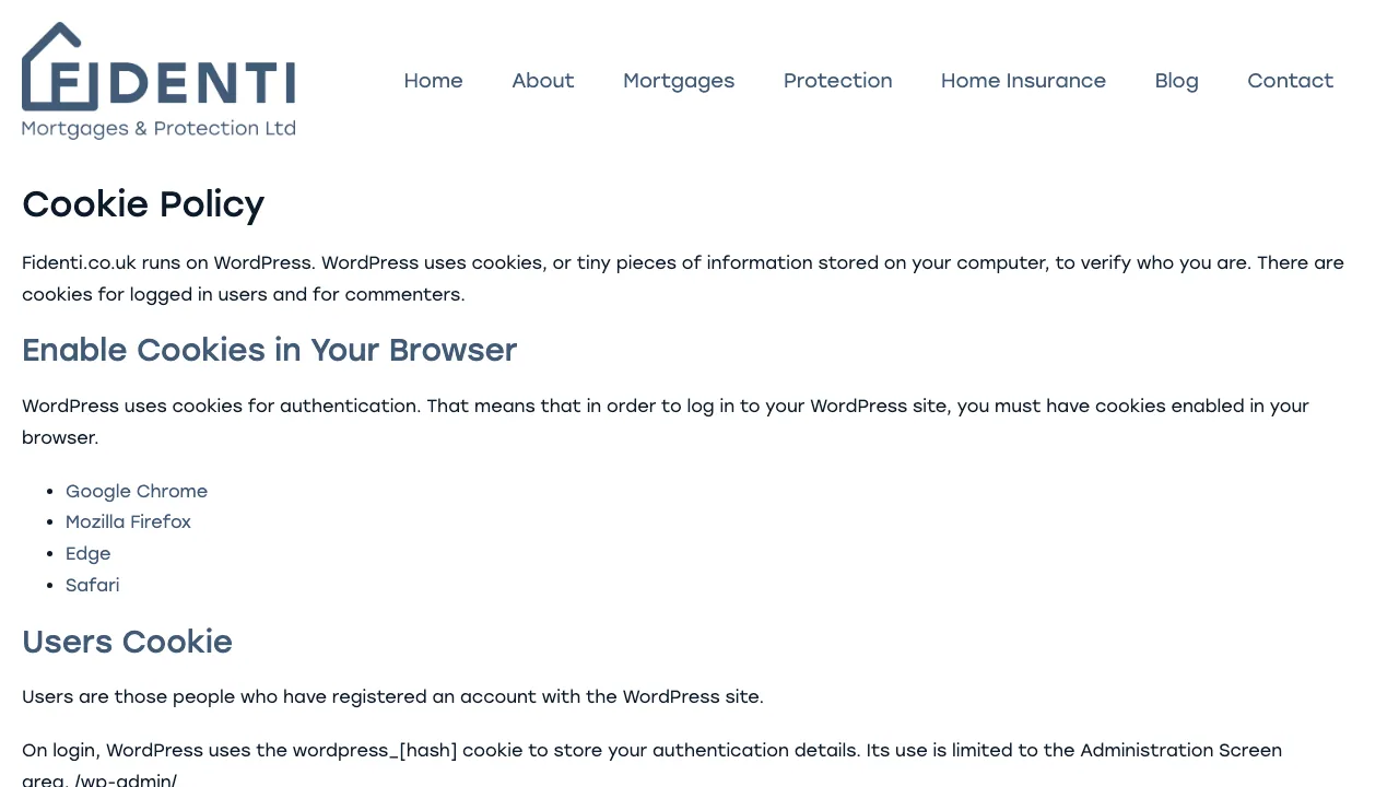 Fidenti Mortgages & Protection Ltd website preview