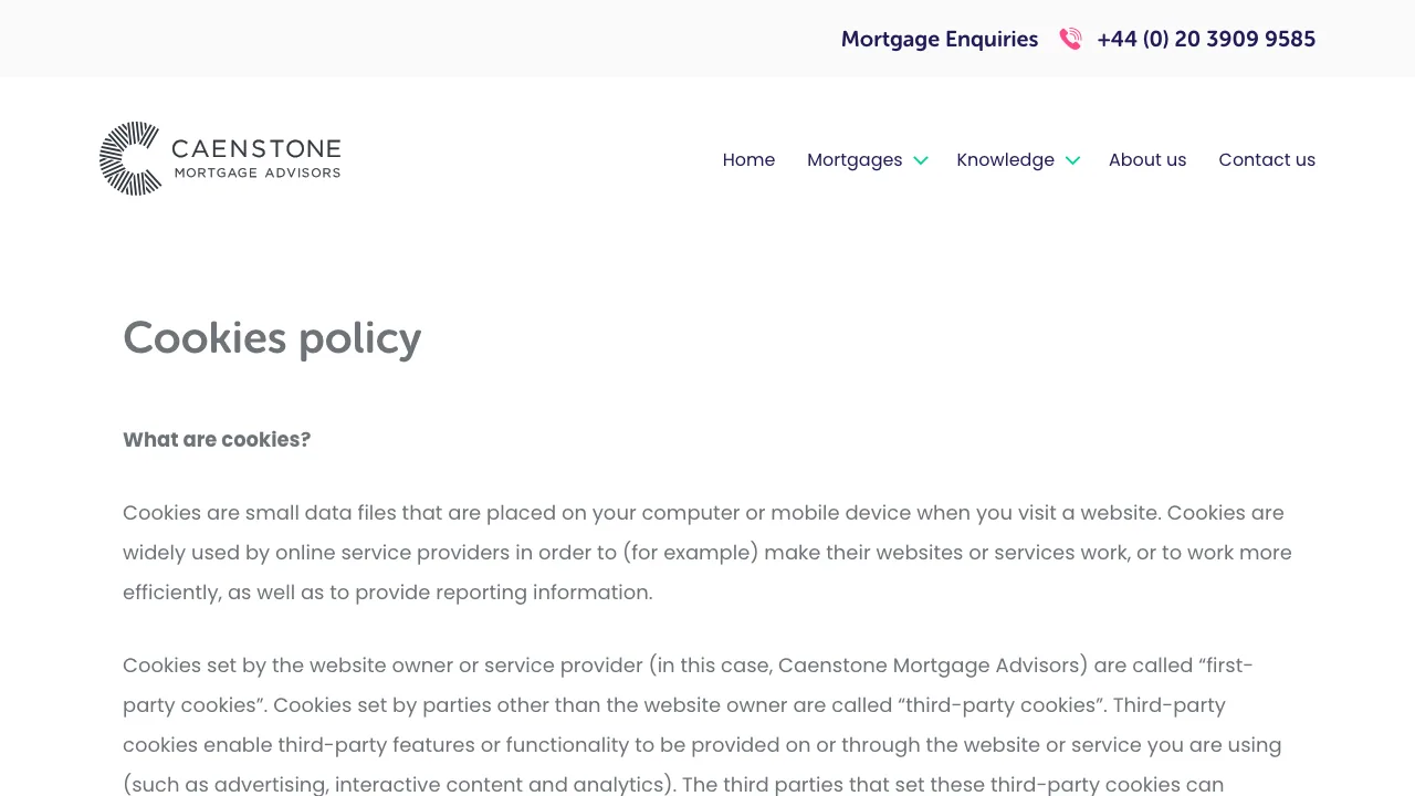 Caenstone Canary Wharf Mortgage Broker website preview
