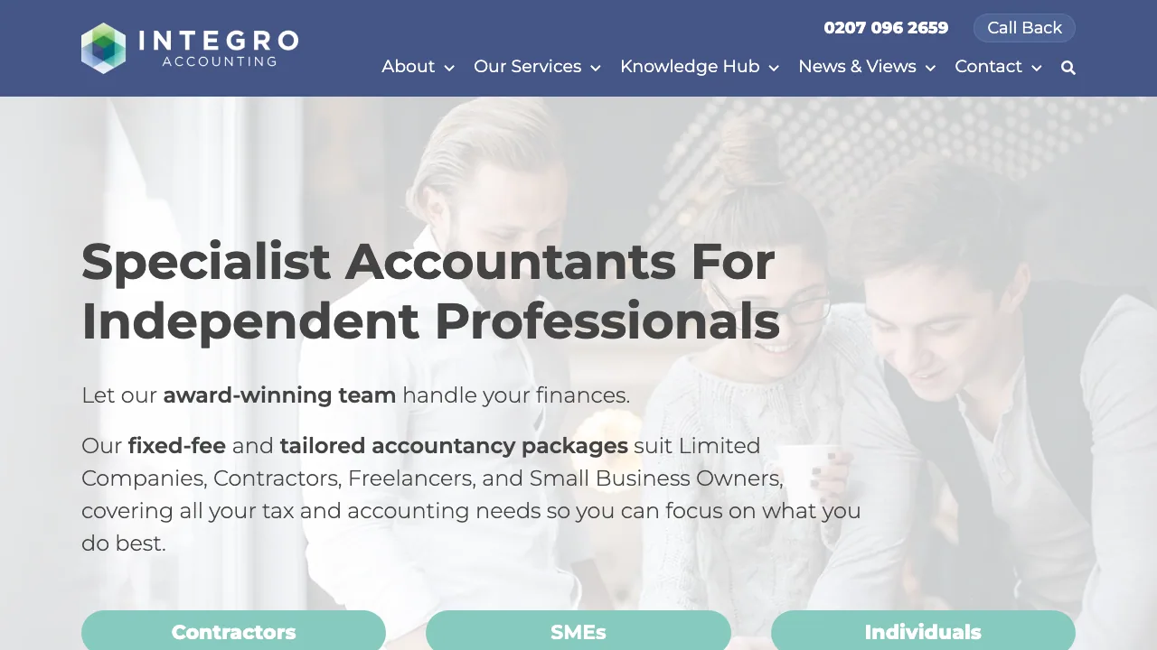 Integro Accounting website preview