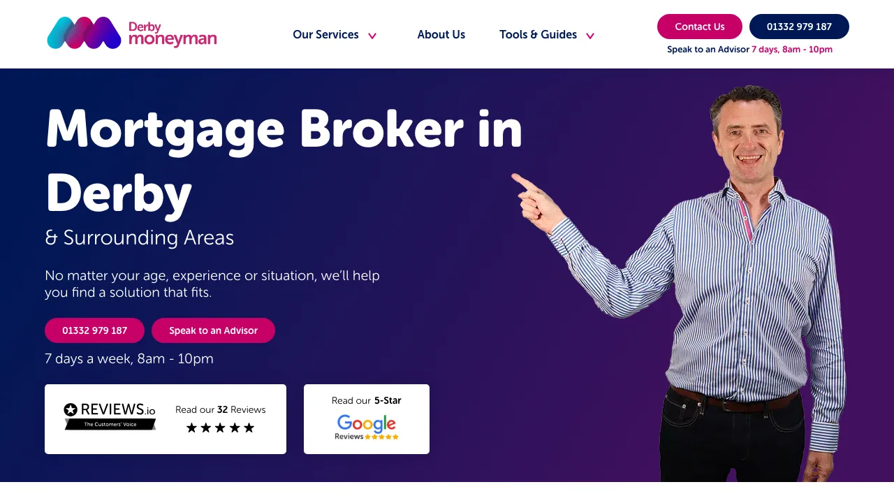 Derbymoneyman - Mortgage Broker website preview