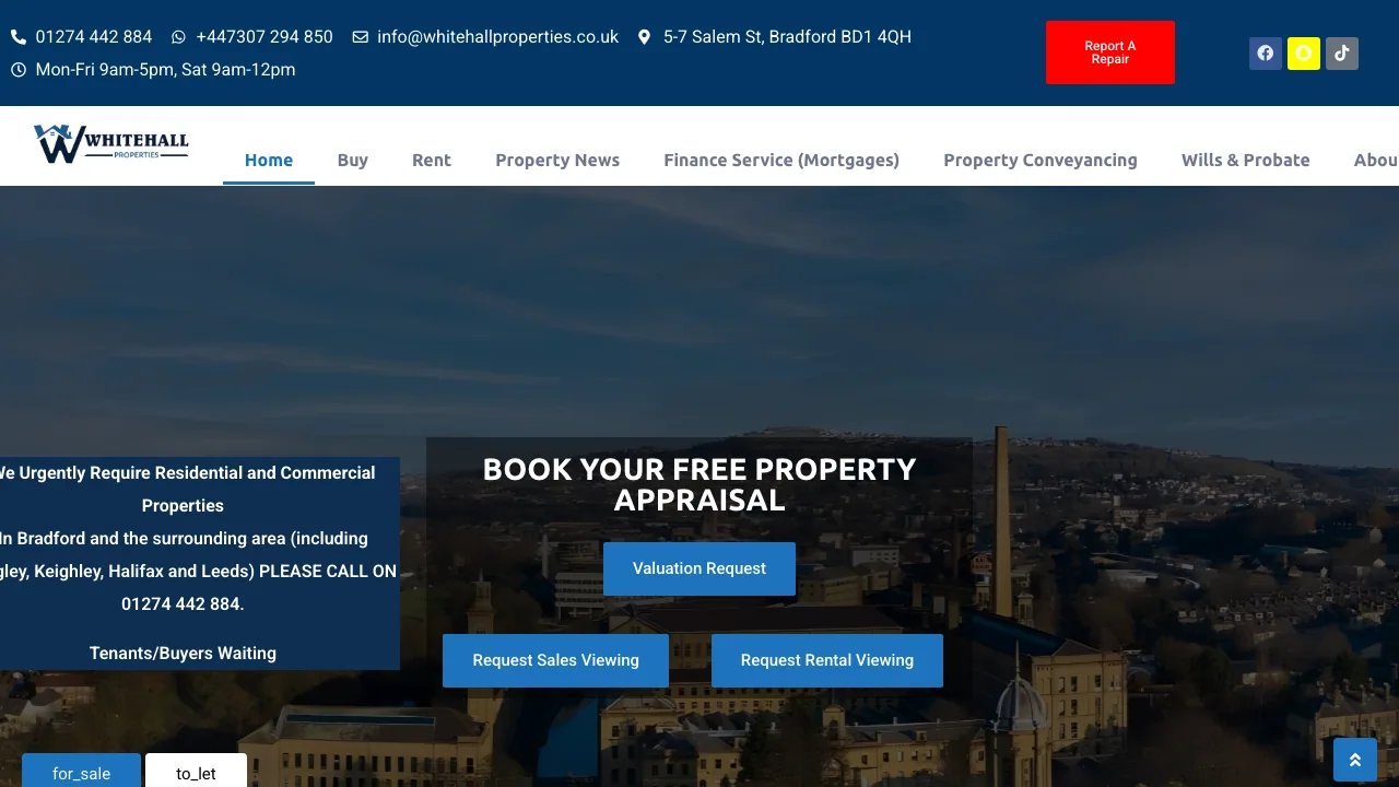 WHITEHALL PROPERTIES website preview