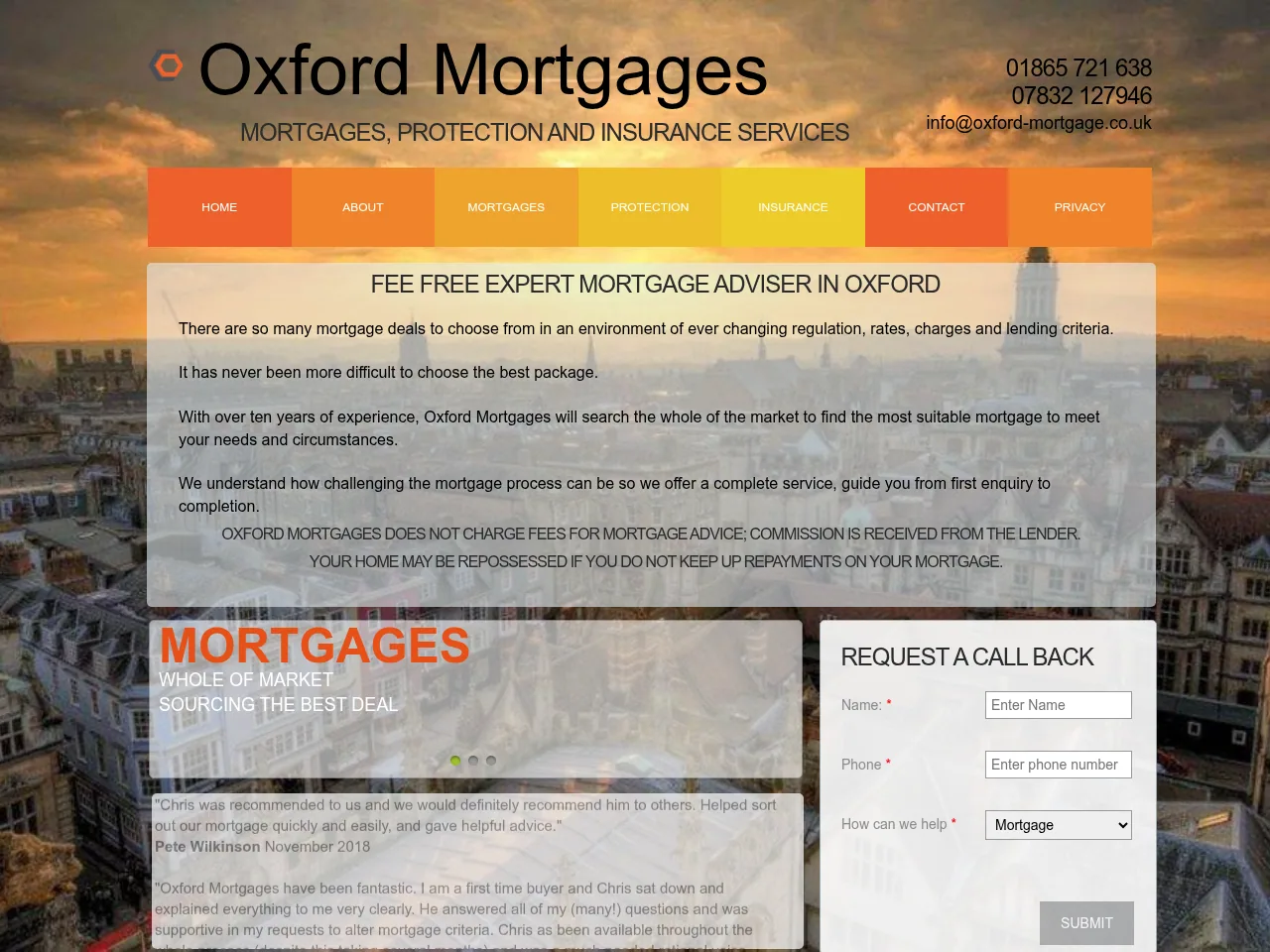 Oxford Mortgages website preview