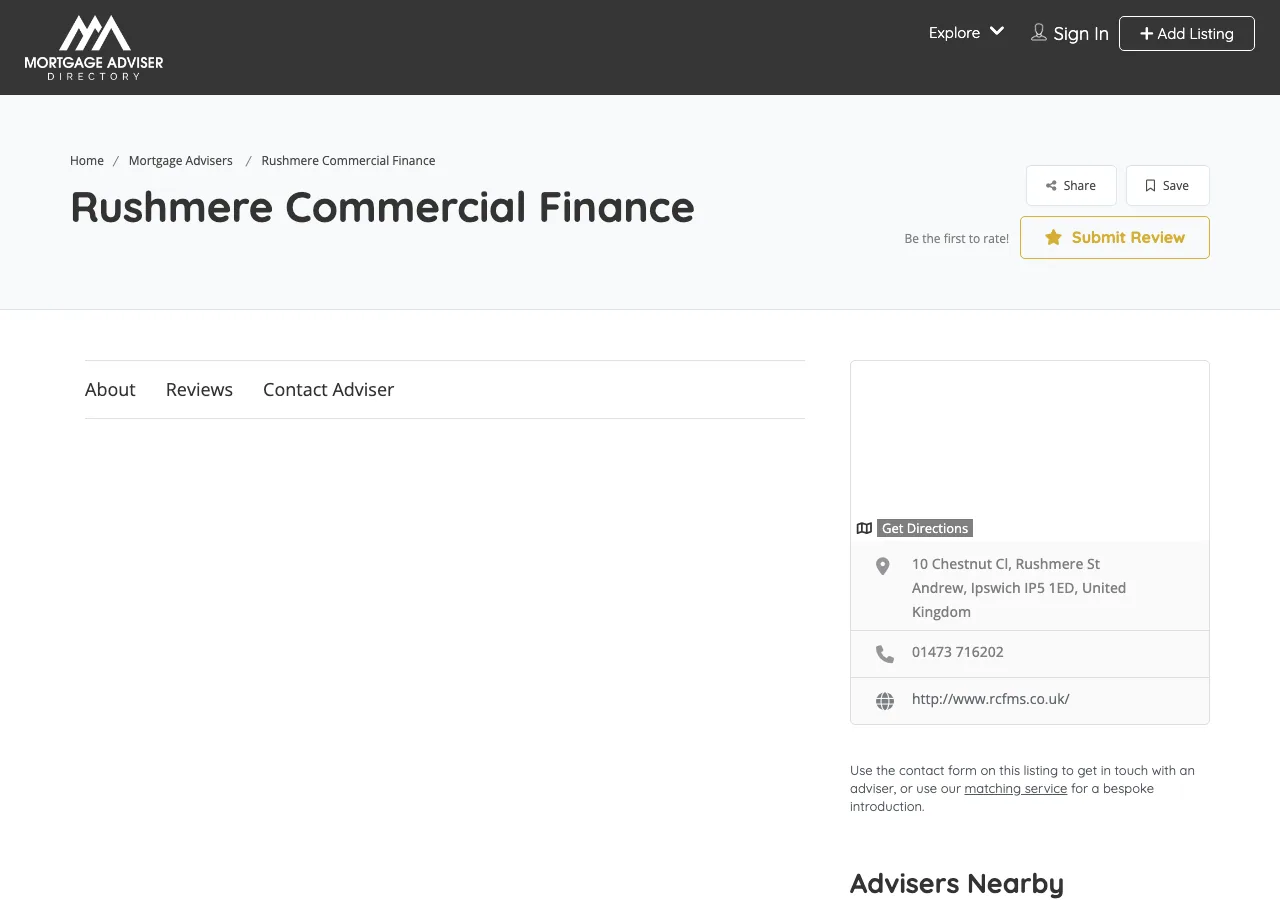 Rushmere Commercial Finance website preview