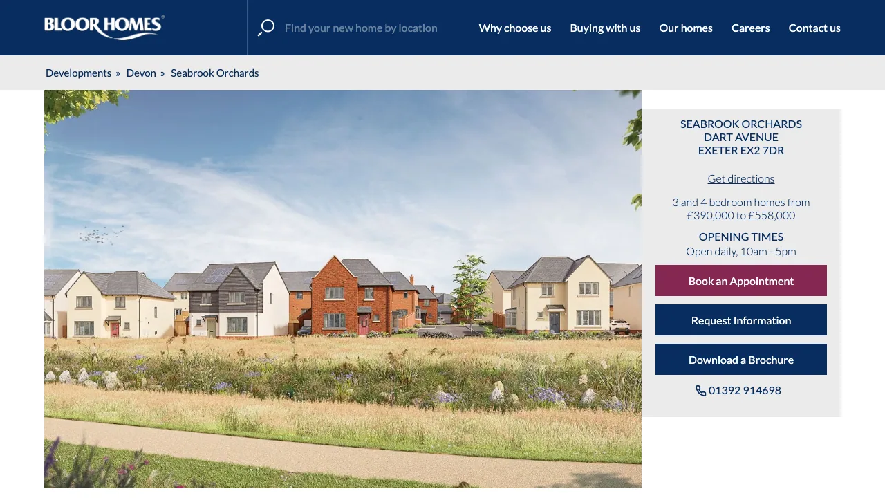 Seabrook Orchards - Bloor Homes, Topsham website preview