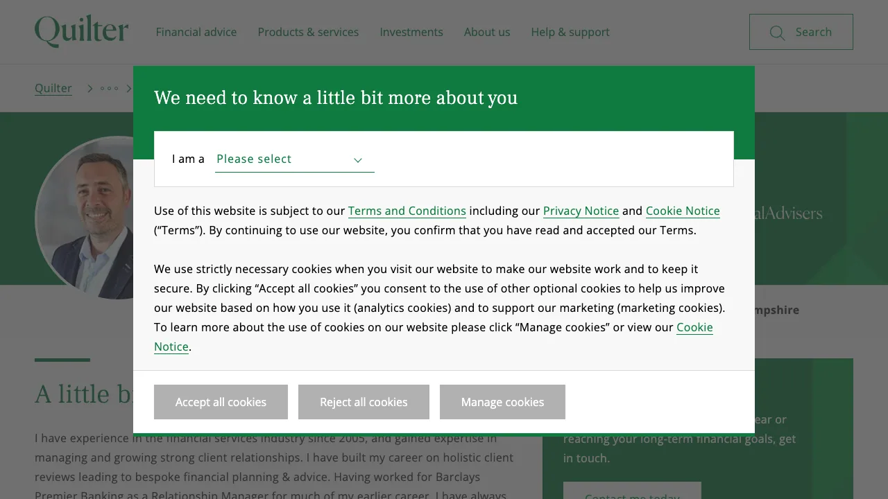 David Waters Financial Adviser website preview