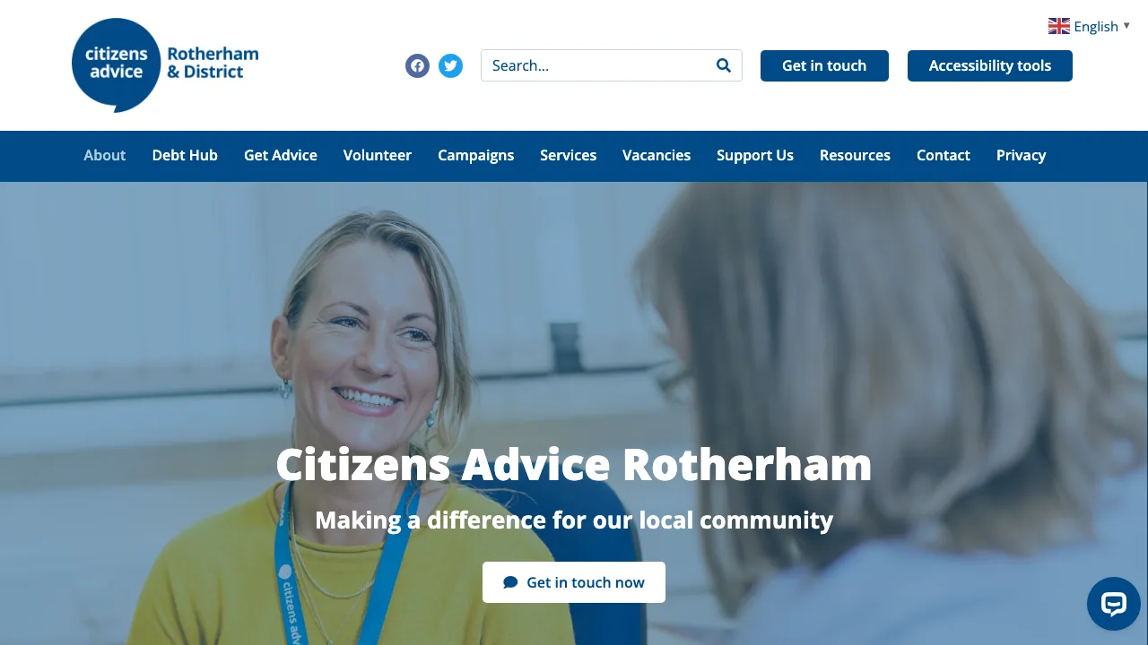 Citizens Advice Rotherham & District website preview