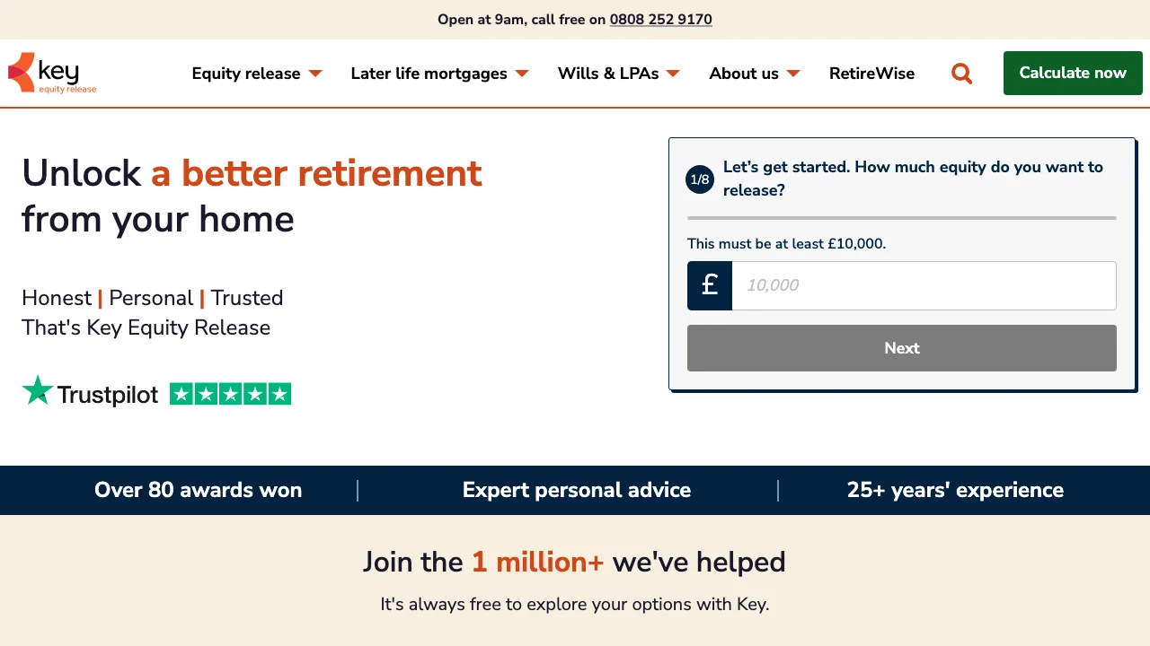 Key Equity Release website preview