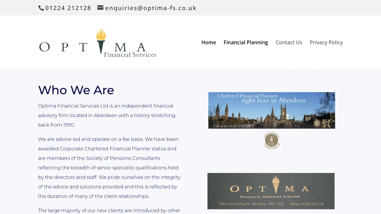 Optima Financial Services Ltd website preview
