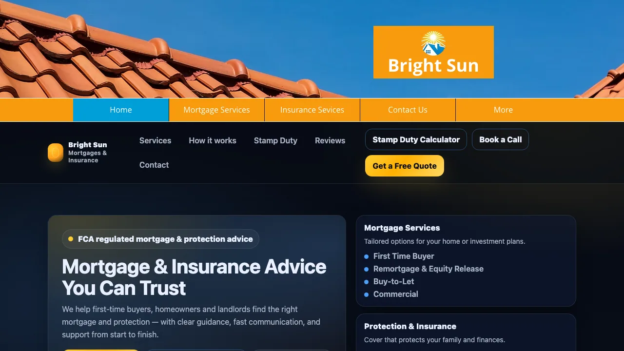 Bright Sun Mortgage Broker website preview