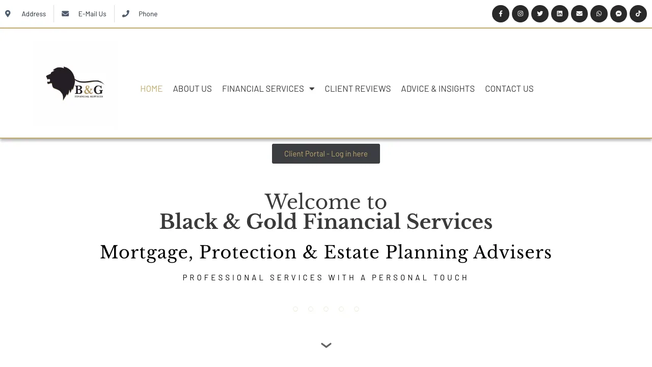 Black & Gold Financial Services website preview