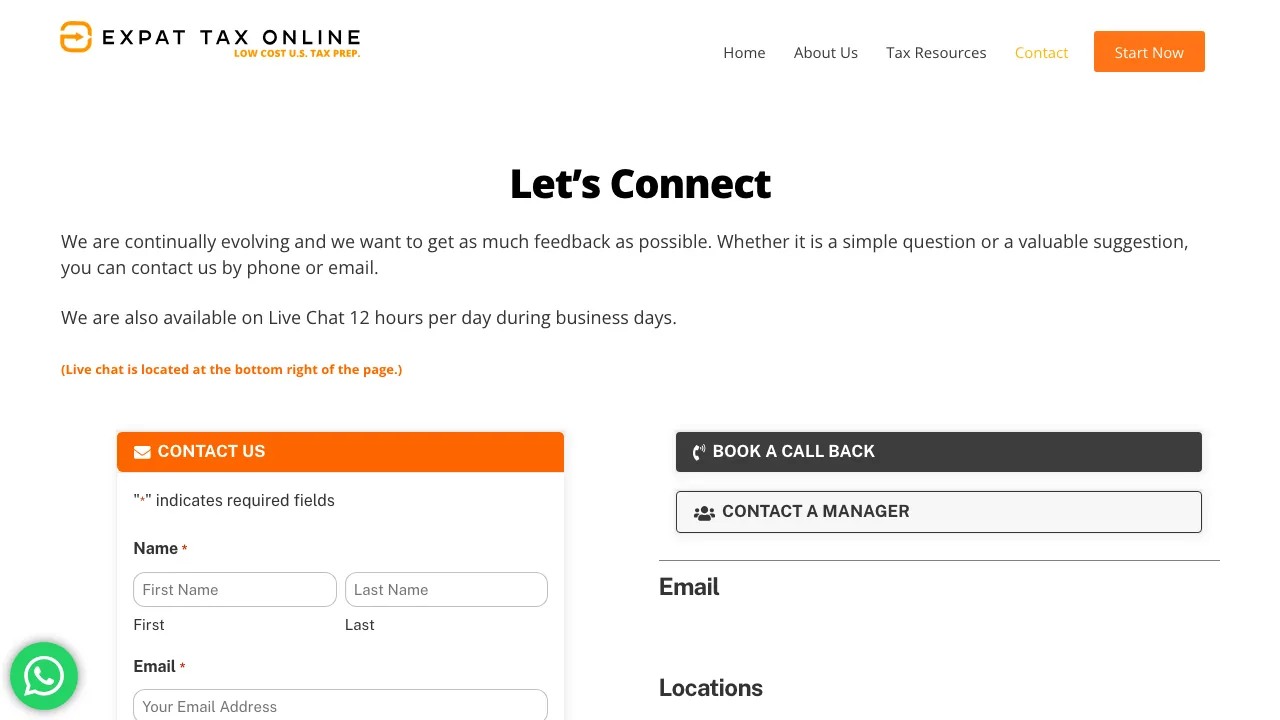 Expat Tax Online website preview
