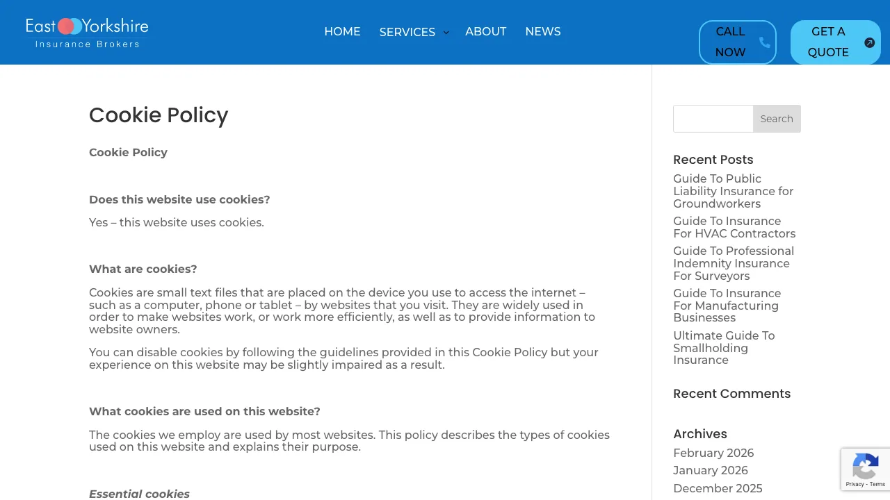East Yorkshire Insurance Brokers Ltd website preview
