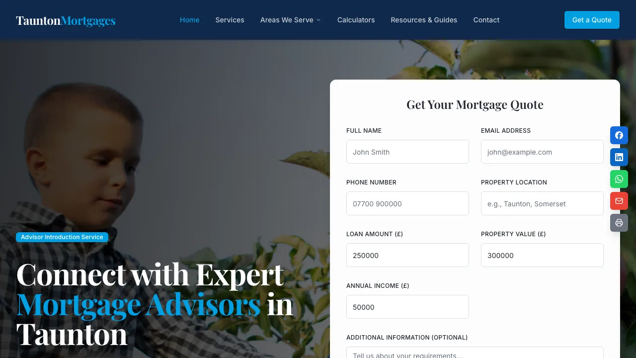 Taunton Mortgages website preview