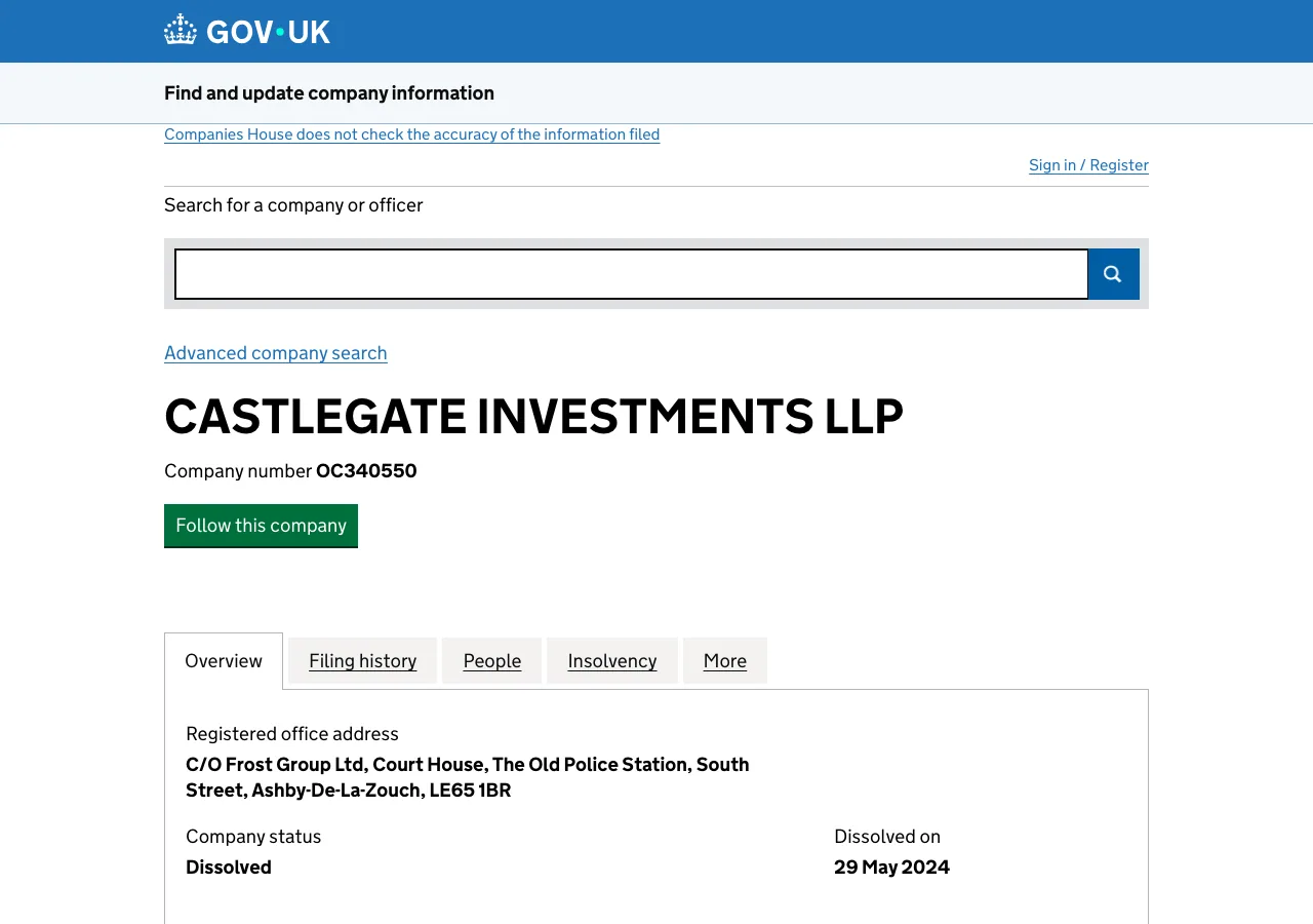 Castlegate Investments LLP website preview