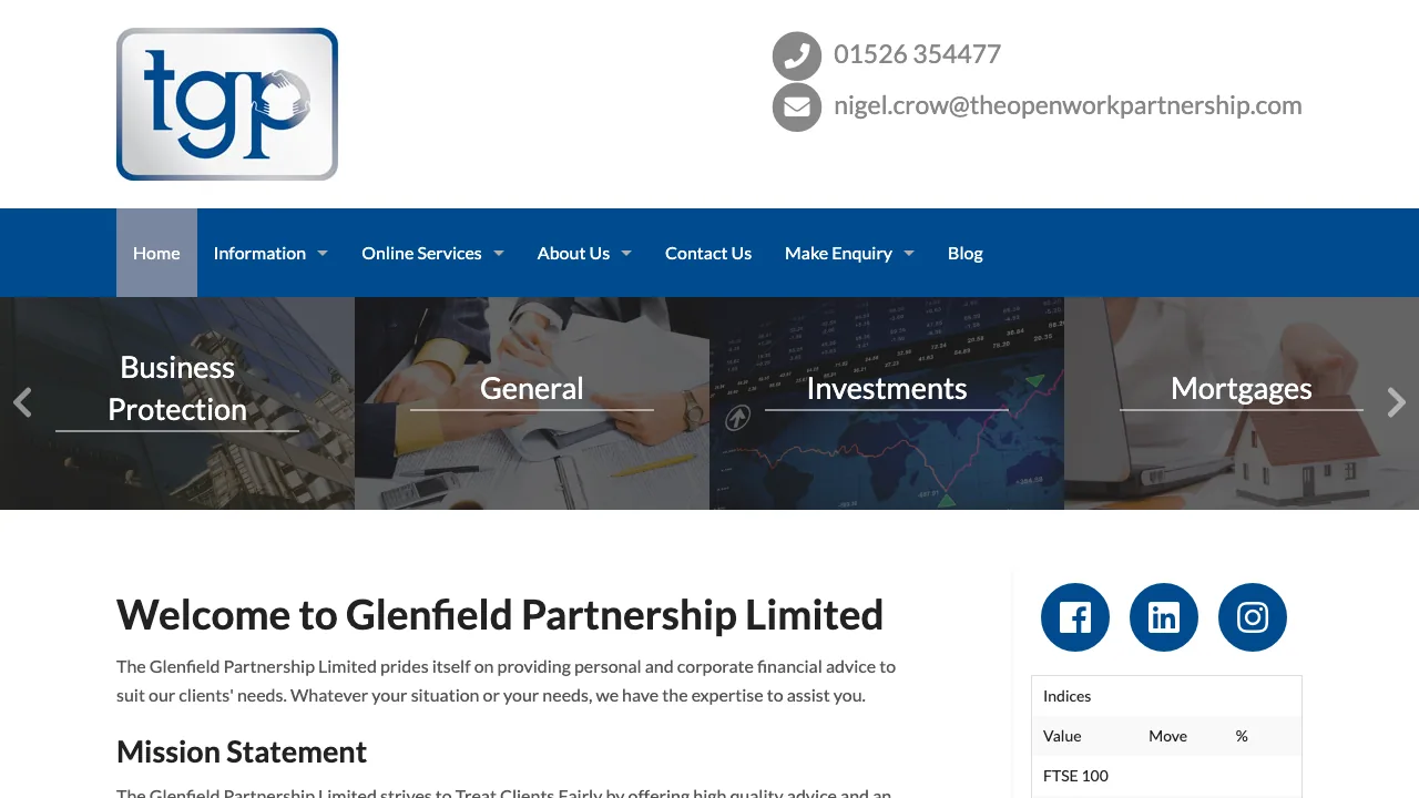 The Glenfield Partnership Limited website preview