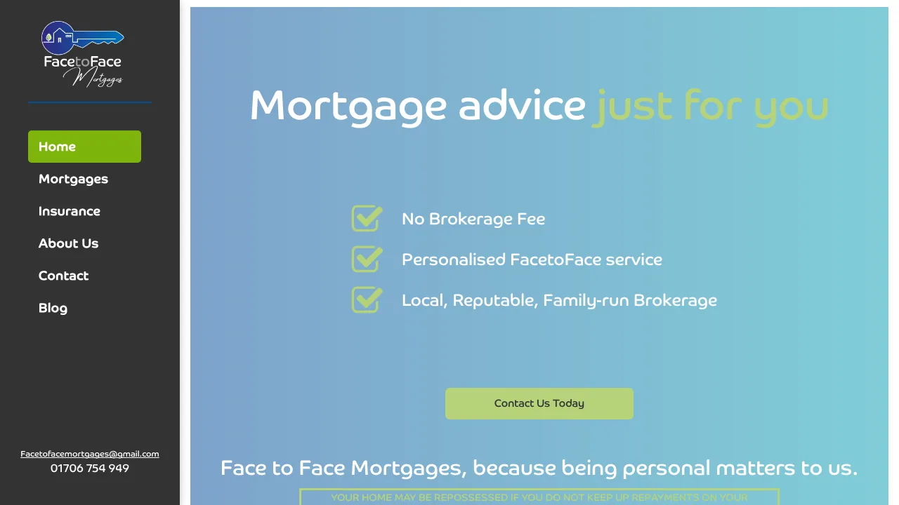 Face to Face Mortgages website preview