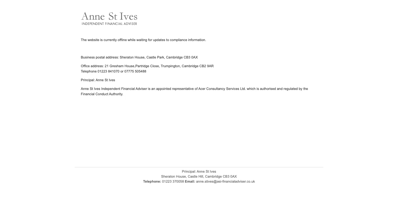 Anne St Ives website preview