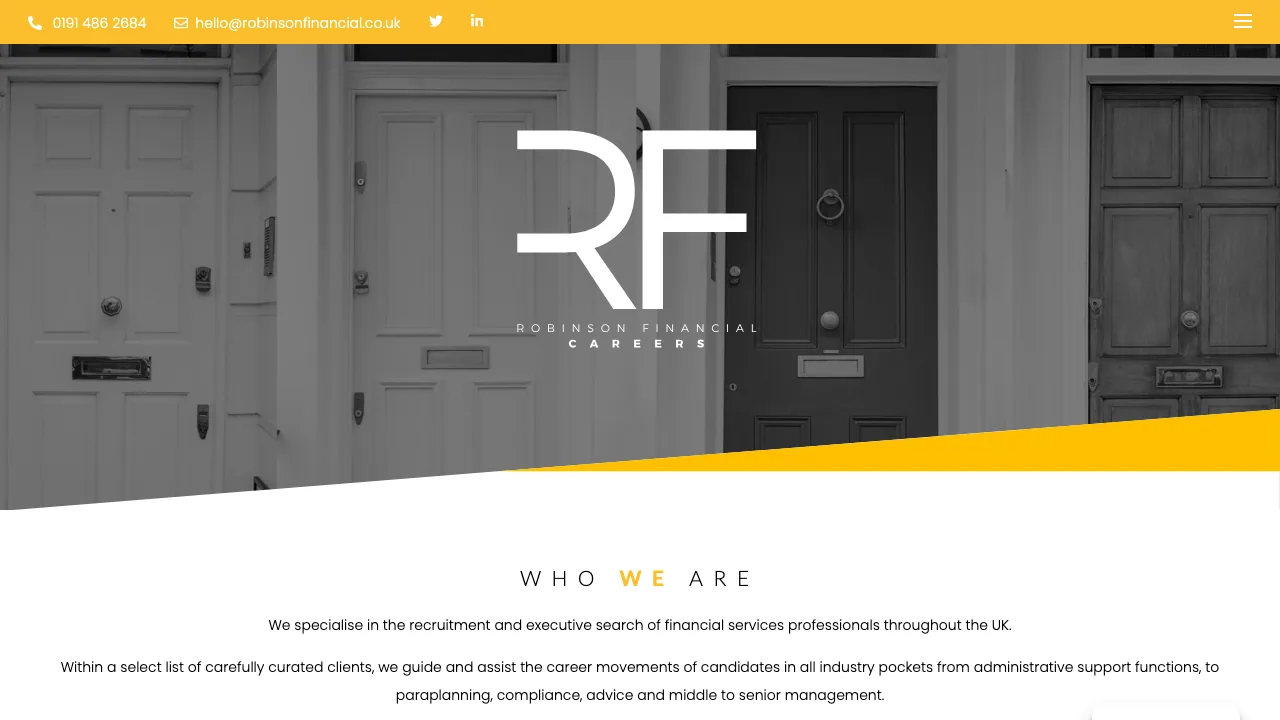 ROBINSON FINANCIAL CAREERS website preview