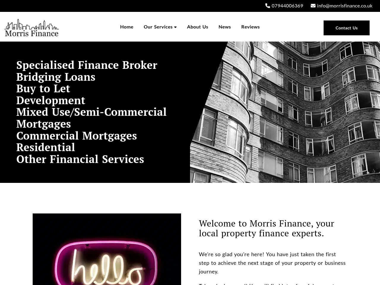 Morris Finance website preview