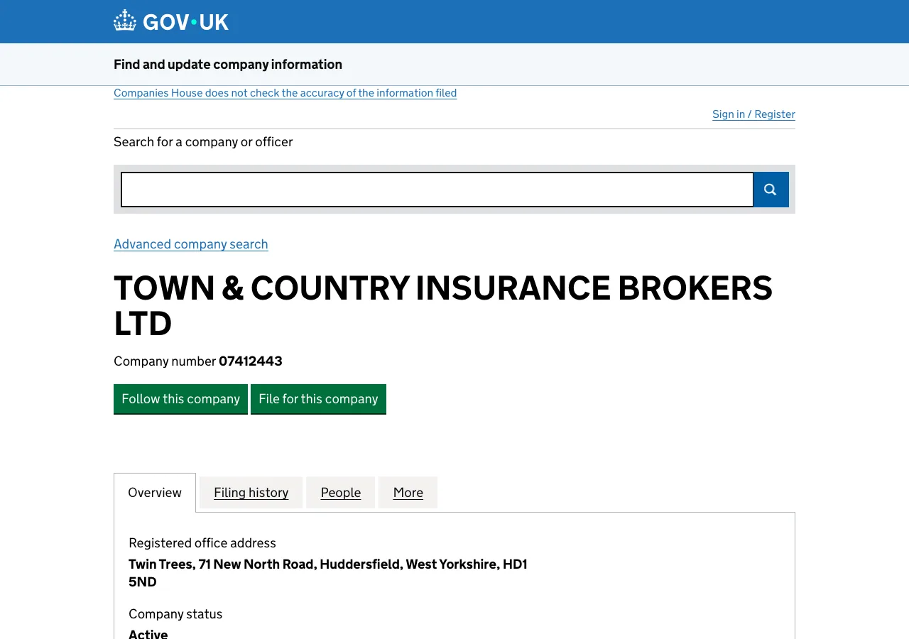 Town & Country Insurance Brokers Ltd website preview