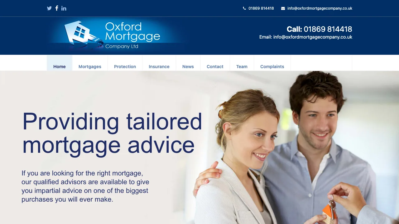 Oxford Mortgage Company website preview
