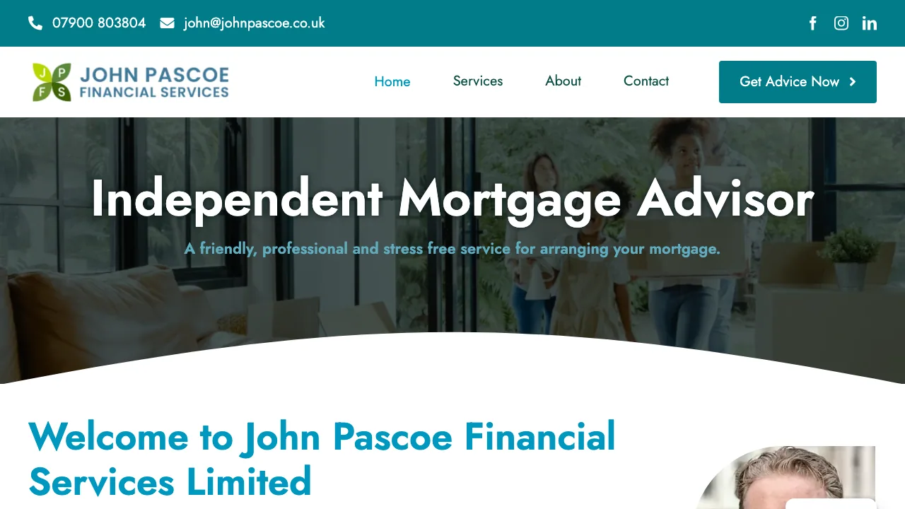 John Pascoe Financial Services Limited website preview