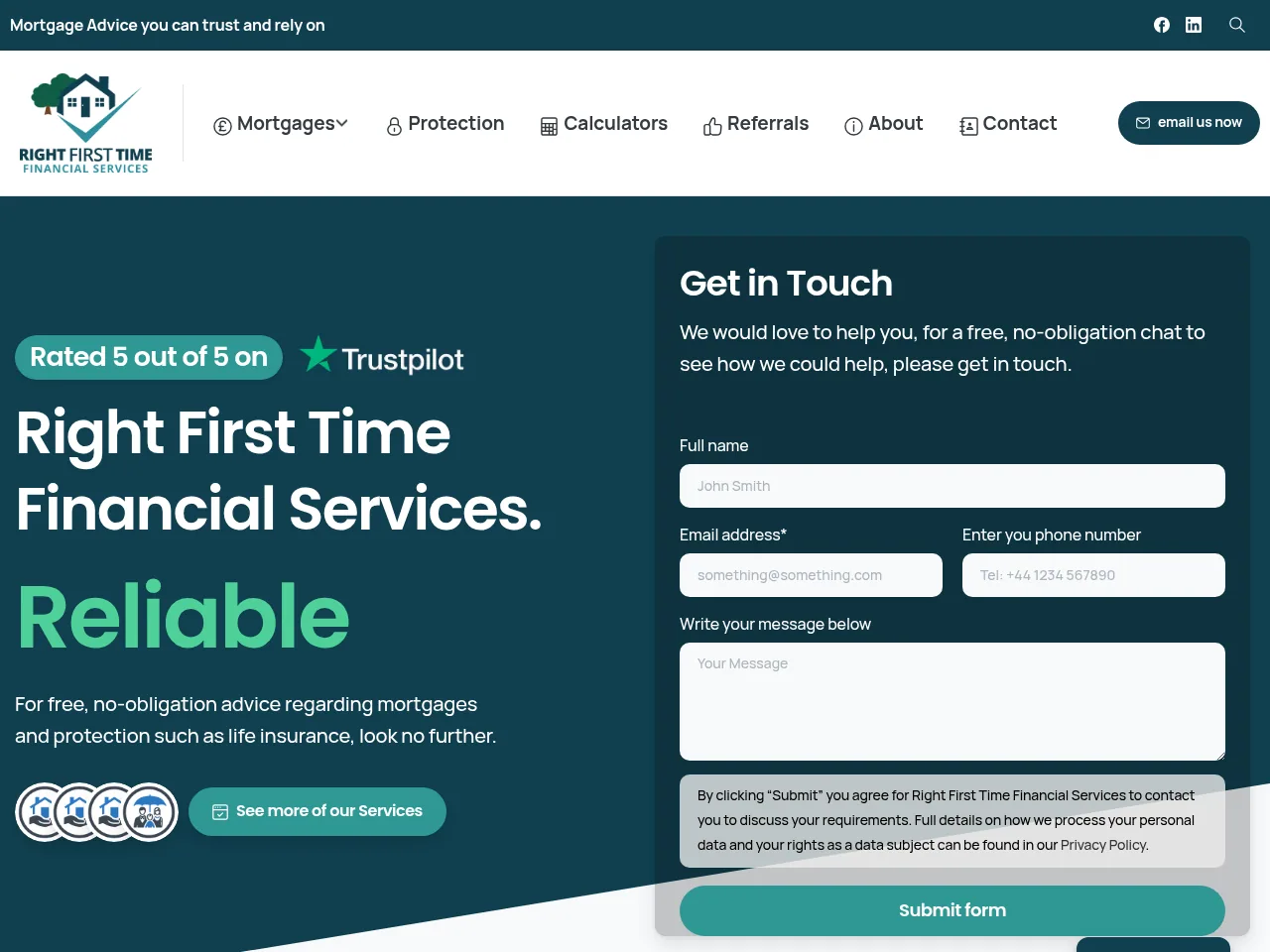Right First Time Financial Services website preview