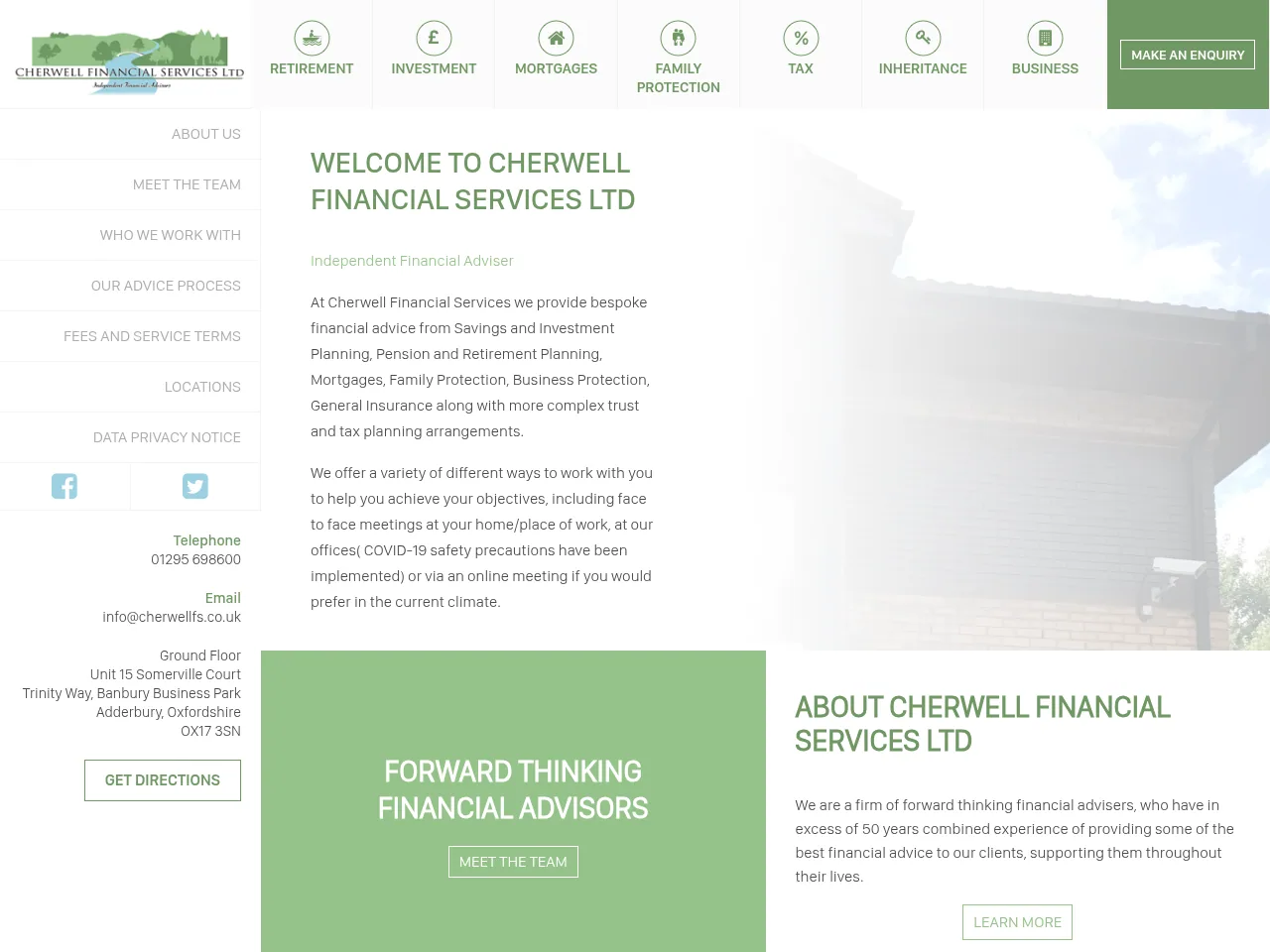 Cherwell Financial Services website preview