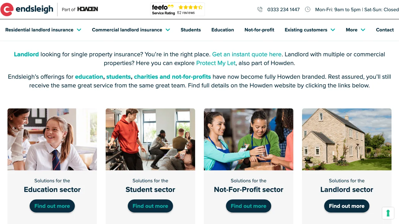 Endsleigh website preview