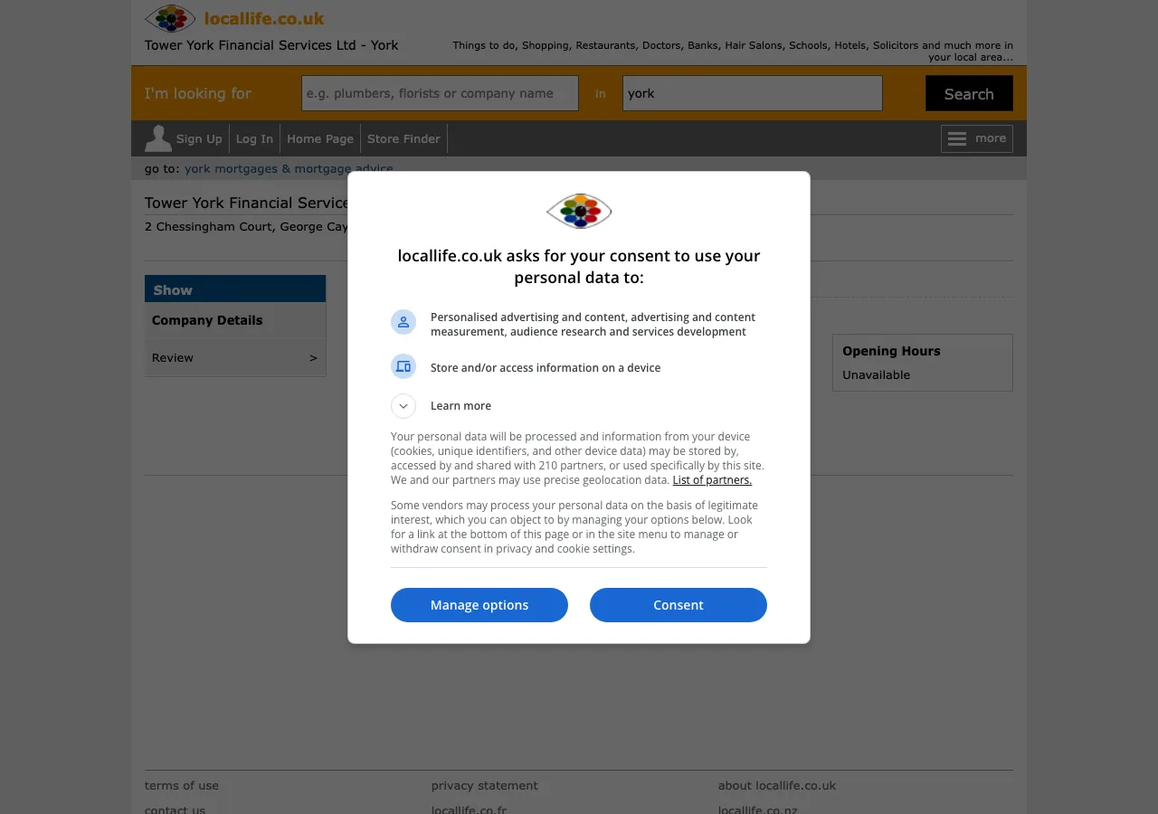 Tower York Financial Services website preview