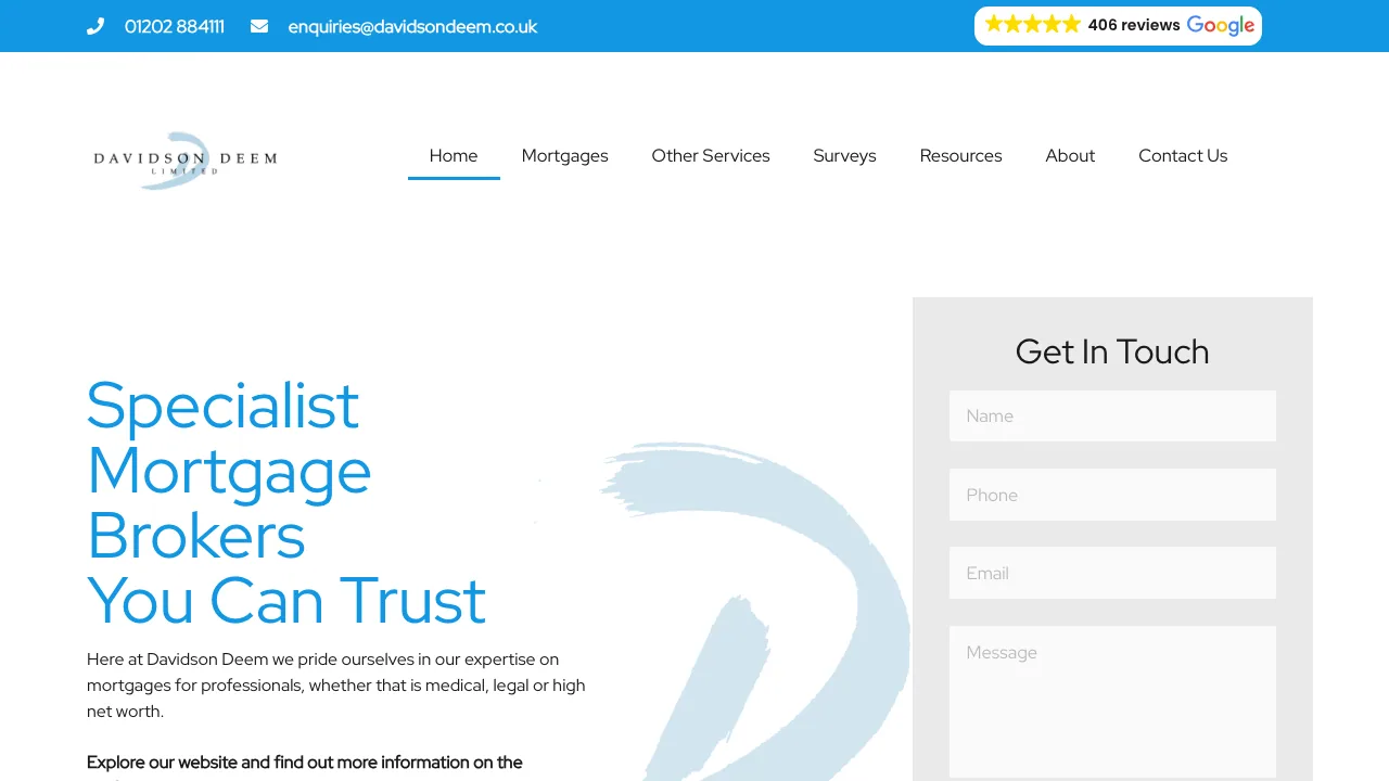Davidson Deem Ltd - Mortgage Broker website preview