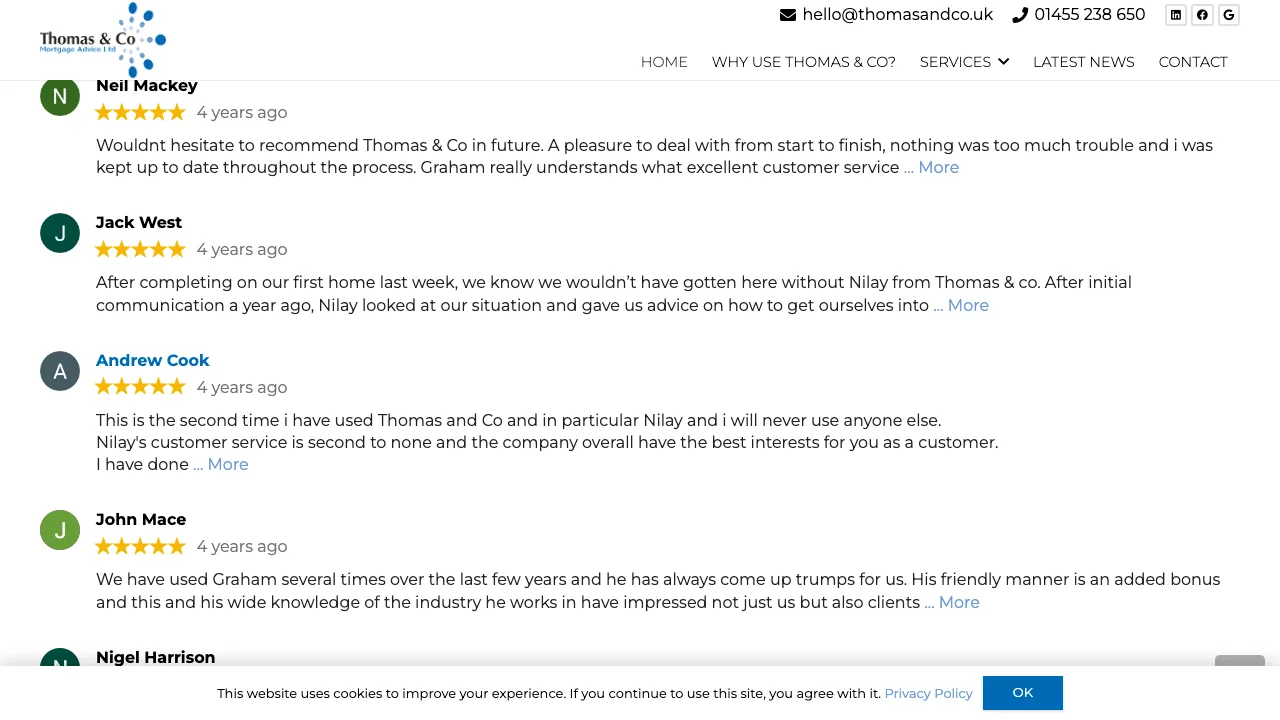 Thomas & Co Mortgage Advice Ltd website preview