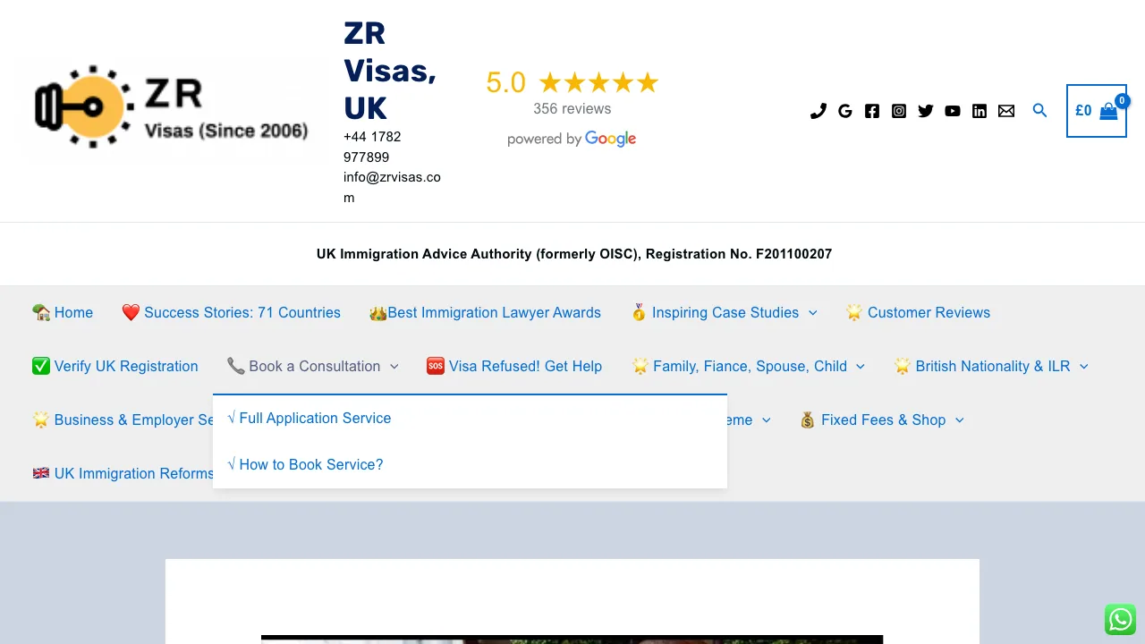 ZR Visas, UK website preview