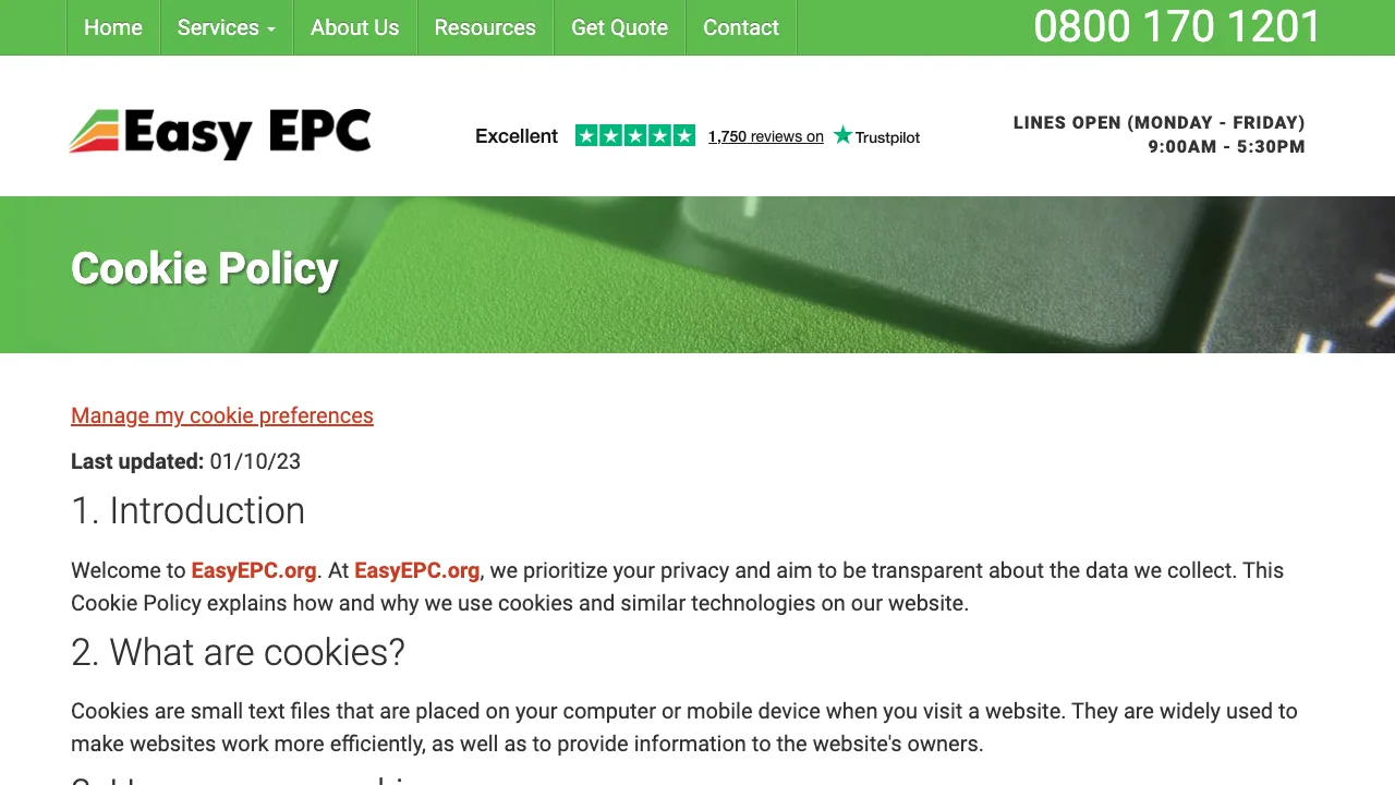 Easy EPC website preview