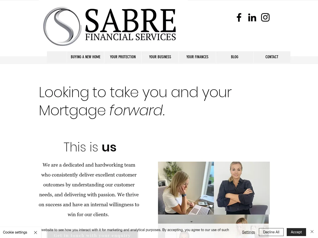 Sabre Financial Services website preview