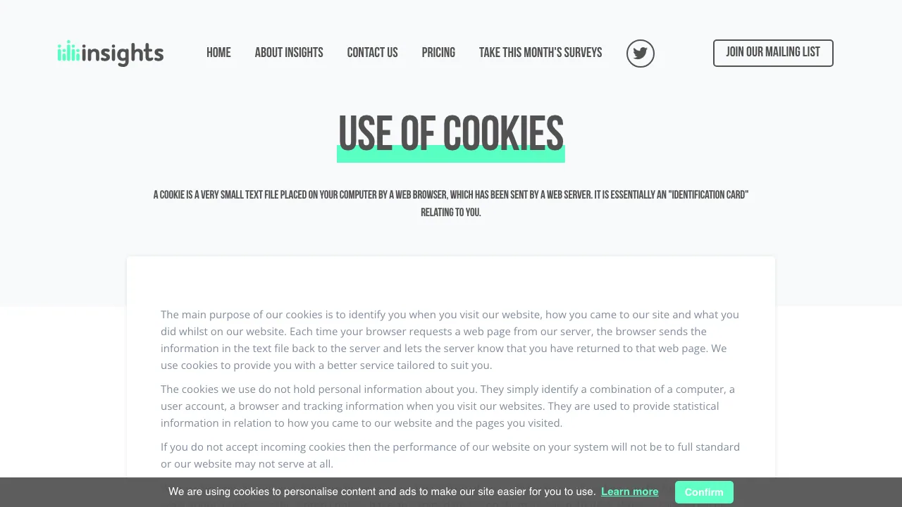 Insights website preview