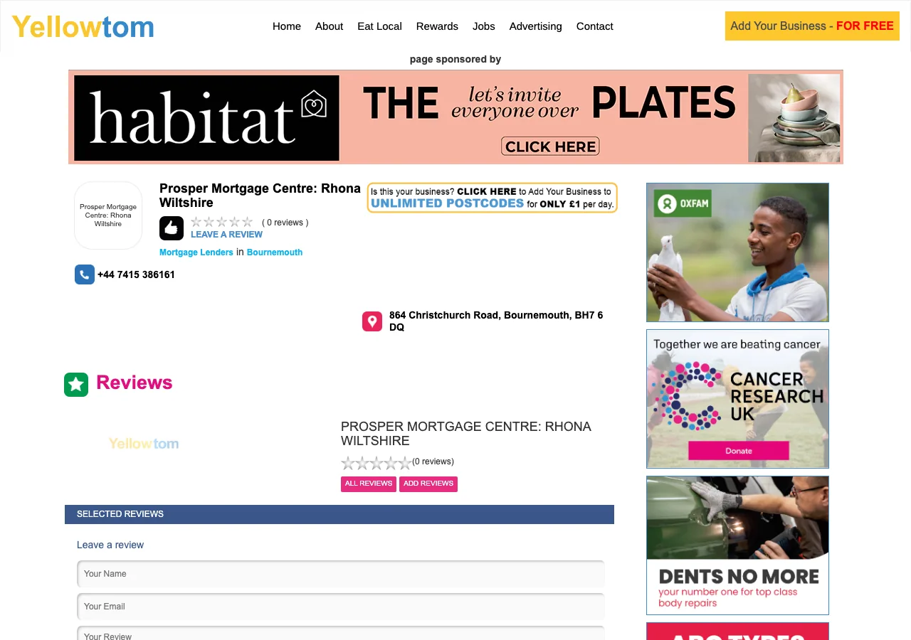Prosper Mortgage Centre: Rhona Wiltshire website preview