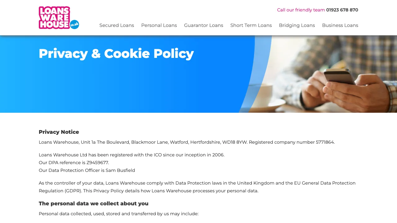 Loans Warehouse website preview