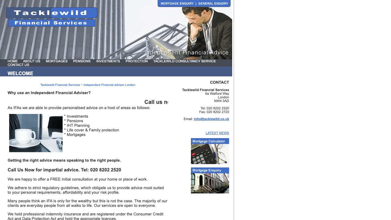 Tacklewild Financial Services website preview