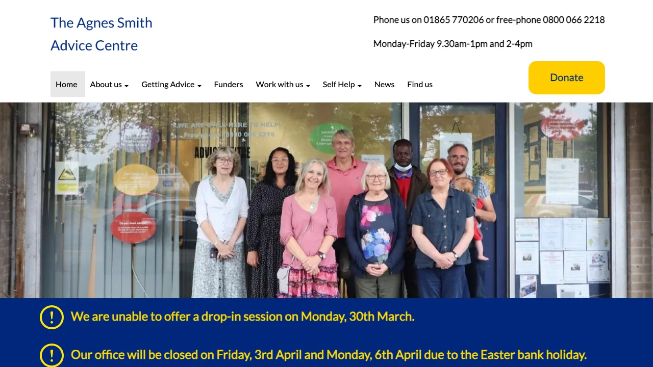 Agnes Smith Advice Centre website preview