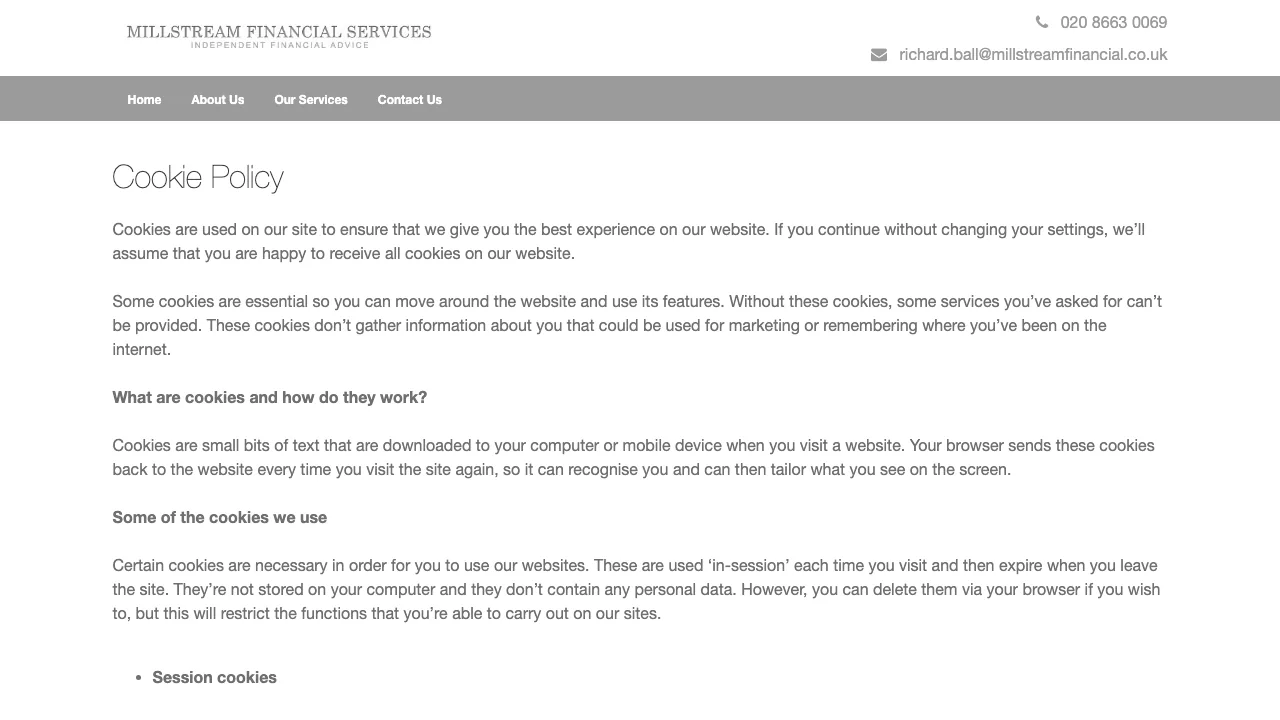 Millstream Financial Services Limited website preview