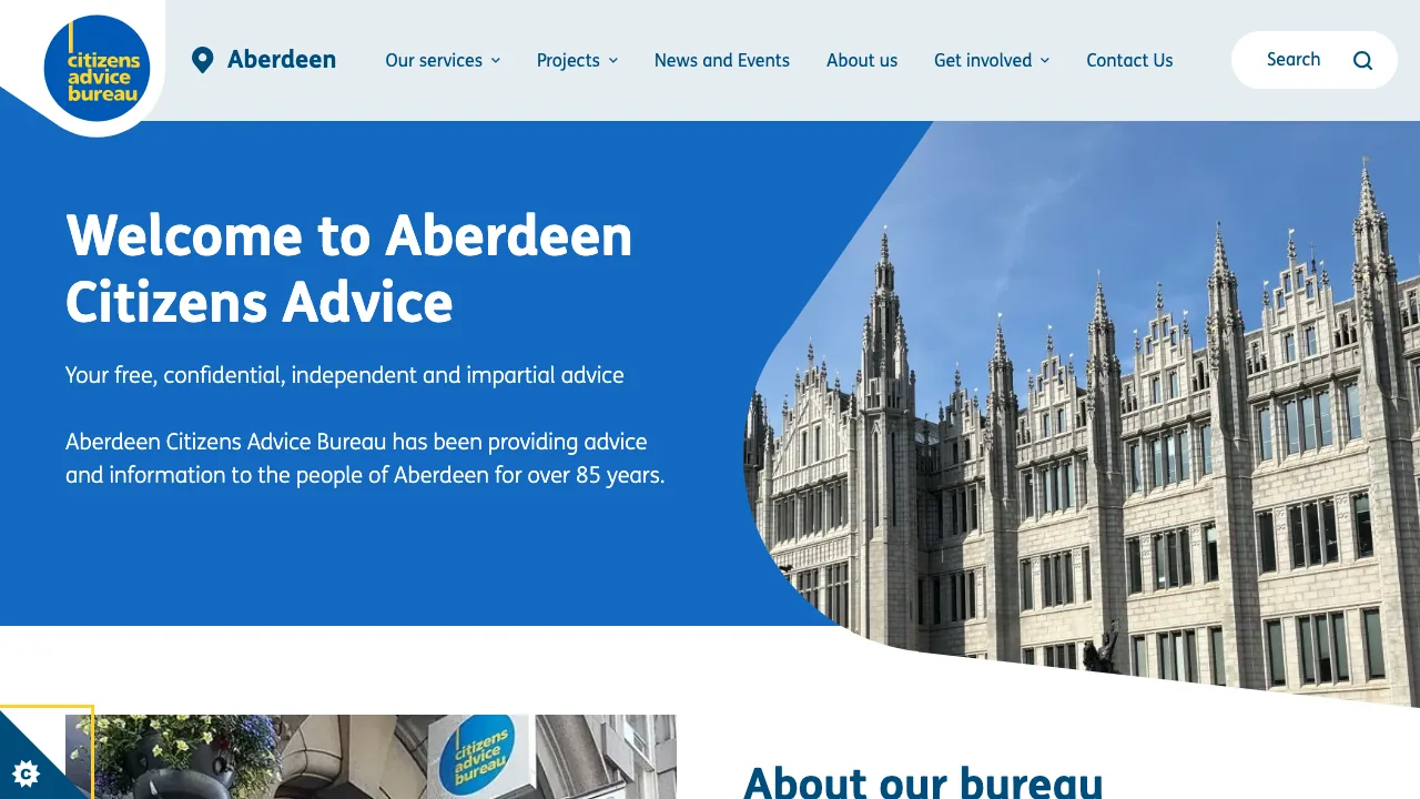 Aberdeen Citizens Advice Bureau website preview