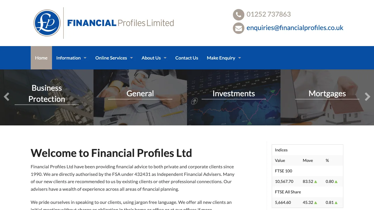 Financial Profiles website preview