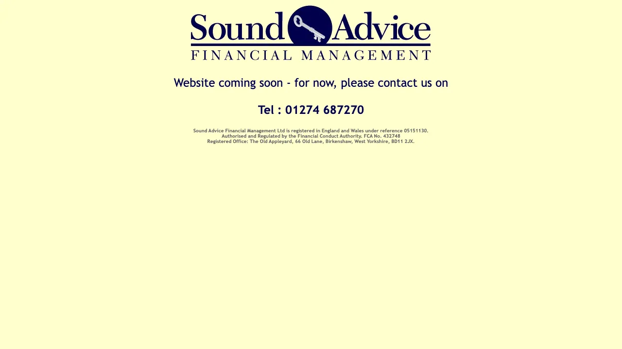 Sound Advice Financial Management Ltd website preview