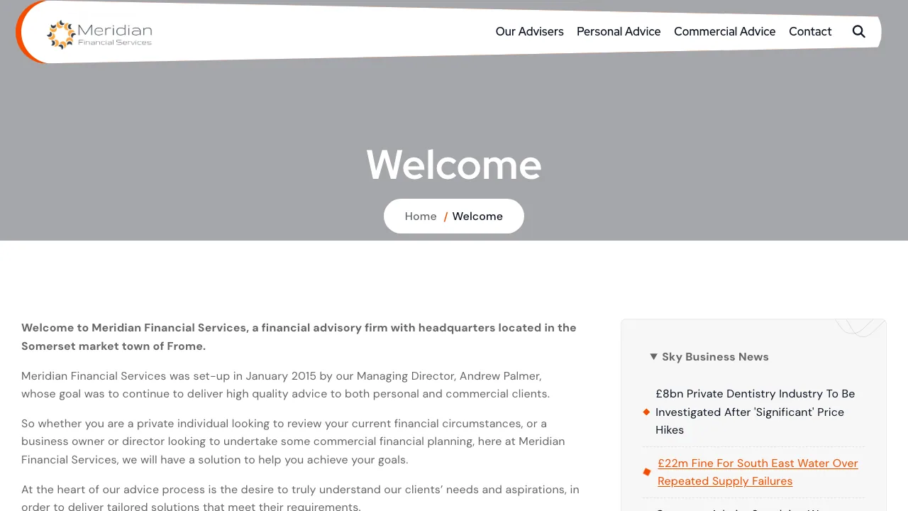 Meridian Financial Services website preview