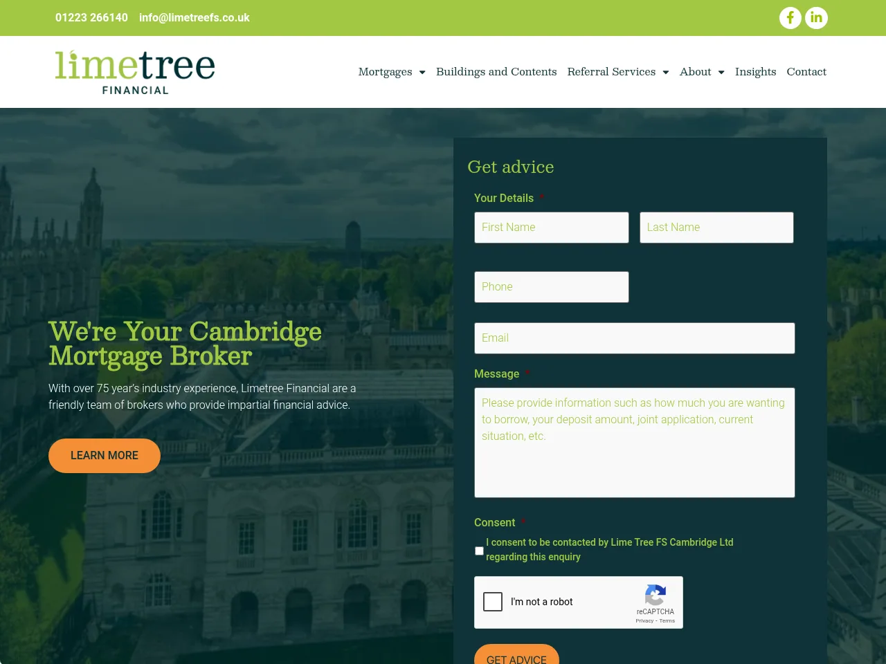 Limetree Financial website preview