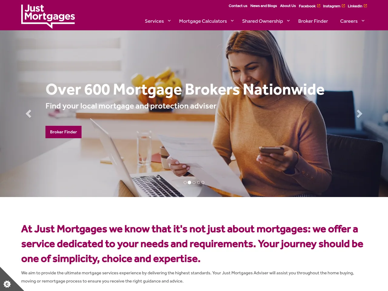 Just Mortgages website preview